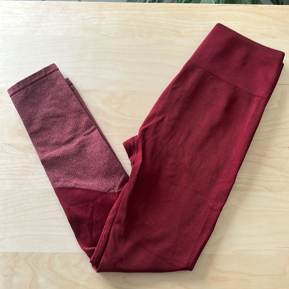 Fabletics high waisted red workout leggings